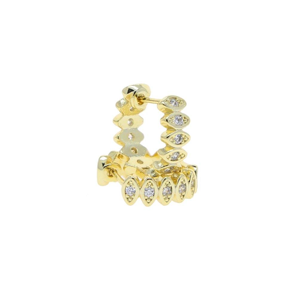 White Rainbow Cubic Zircon Stones Paved Huggie Hoop Earring with Gold Plated Round Stud Earring for Women Lady Party Jewelry Wholesale