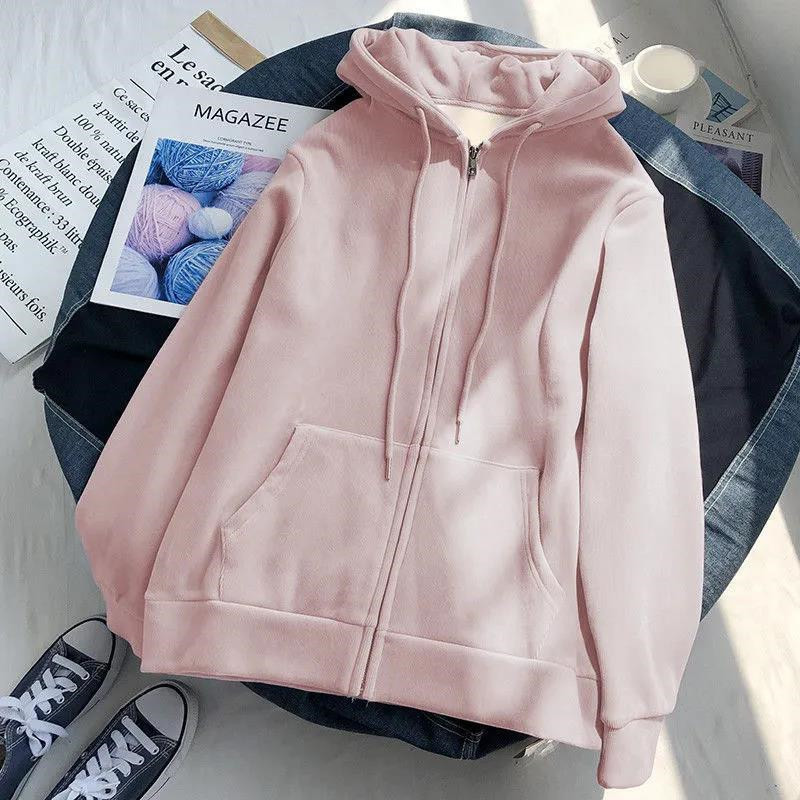Women's Jackets Lazy Plush and Thick Zipup Autumn Winter Fashion Women Sweatshirt Hoodie Coa L220824wtt