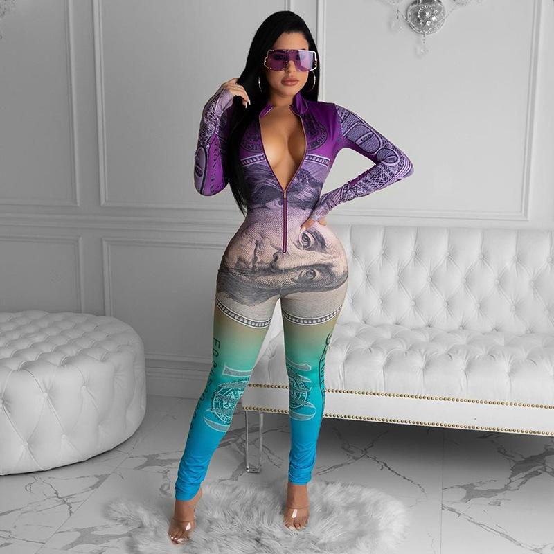 Women' Jumpsuits & Rompers BKLD 2022 Autumn Winter Money Print Clothing Women Zipper Fashion Skinny Fitness One Piece Outfits Jumpsuit For, As picture
Women' Jumpsuits & Rompers BKLD 2022 Autumn Winter Money Print Clothing Women Zipper Fashion Skinny Fitness One Piece Outfits Jumpsuit For, As picture