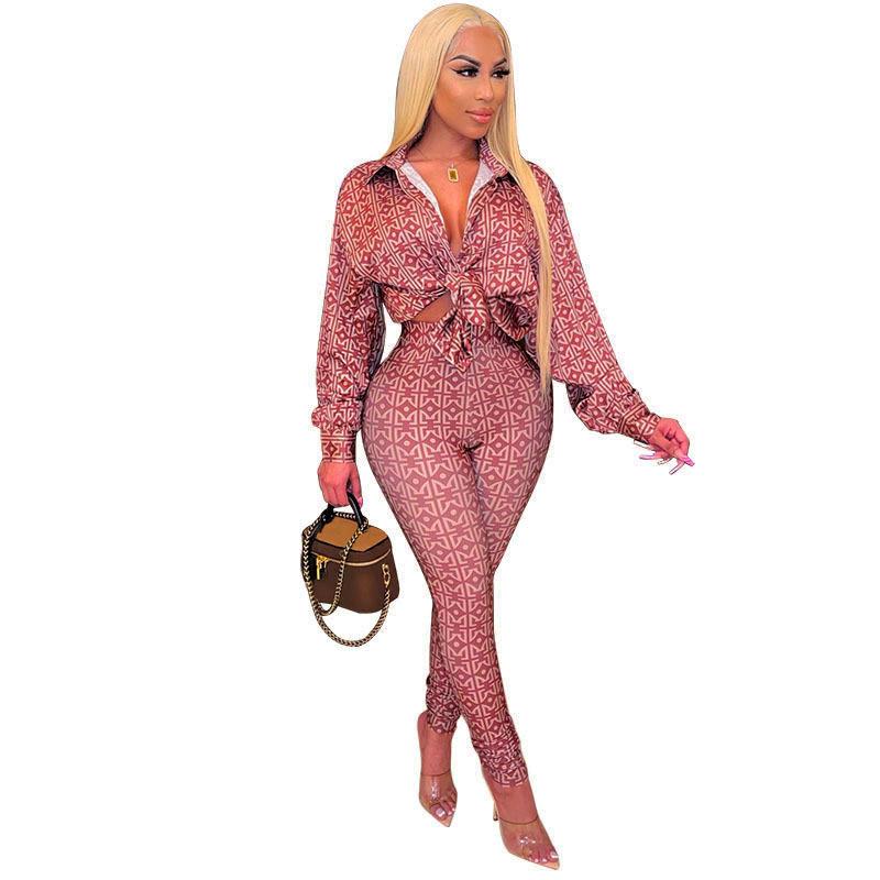 Women' Two Piece Pants 2022 Autumn Lapel Sexy Tie Knot Large Size Printing Long-sleeved Shirt Plus Tight Trousers 2-piece Suit Office, Pink
Women' Two Piece Pants 2022 Autumn Lapel Sexy Tie Knot Large Size Printing Long-sleeved Shirt Plus Tight Trousers 2-piece Suit Office, Pink