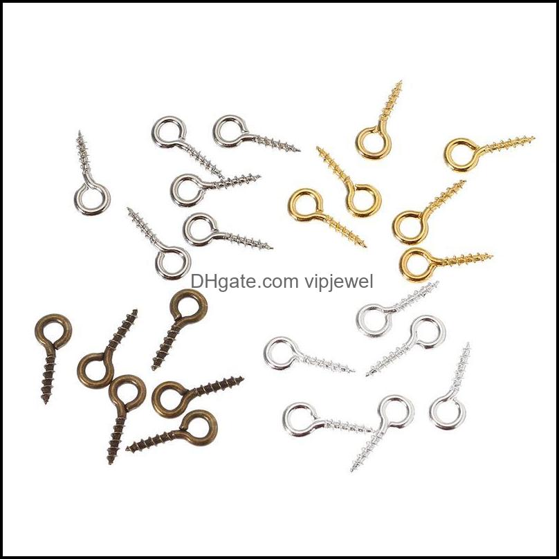 Clasps Hooks Jewelry Findings Components 800Pcs/Box 4X10Mm Small Sheep Screw Eyes Nail Pins Bail Ring Hook Finding Dhxyg