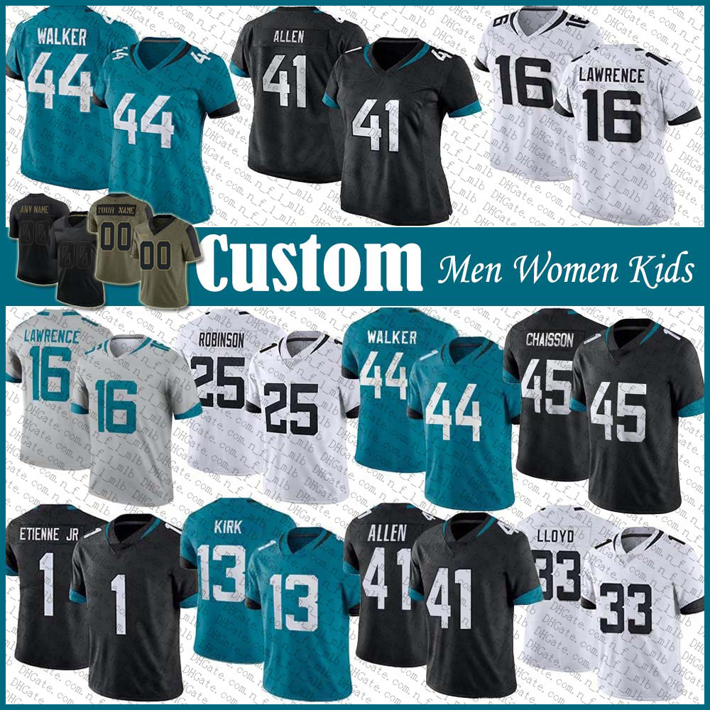 Jersey Jacksonville''Jaguars''16 Trevor Lawrence 1 Travis Etienne Custom Football Travon Walker Devin Lloyd Josh Allen James Robinson KLa, Shown
Jersey Jacksonville''Jaguars''16 Trevor Lawrence 1 Travis Etienne Custom Football Travon Walker Devin Lloyd Josh Allen James Robinson KLa, Shown