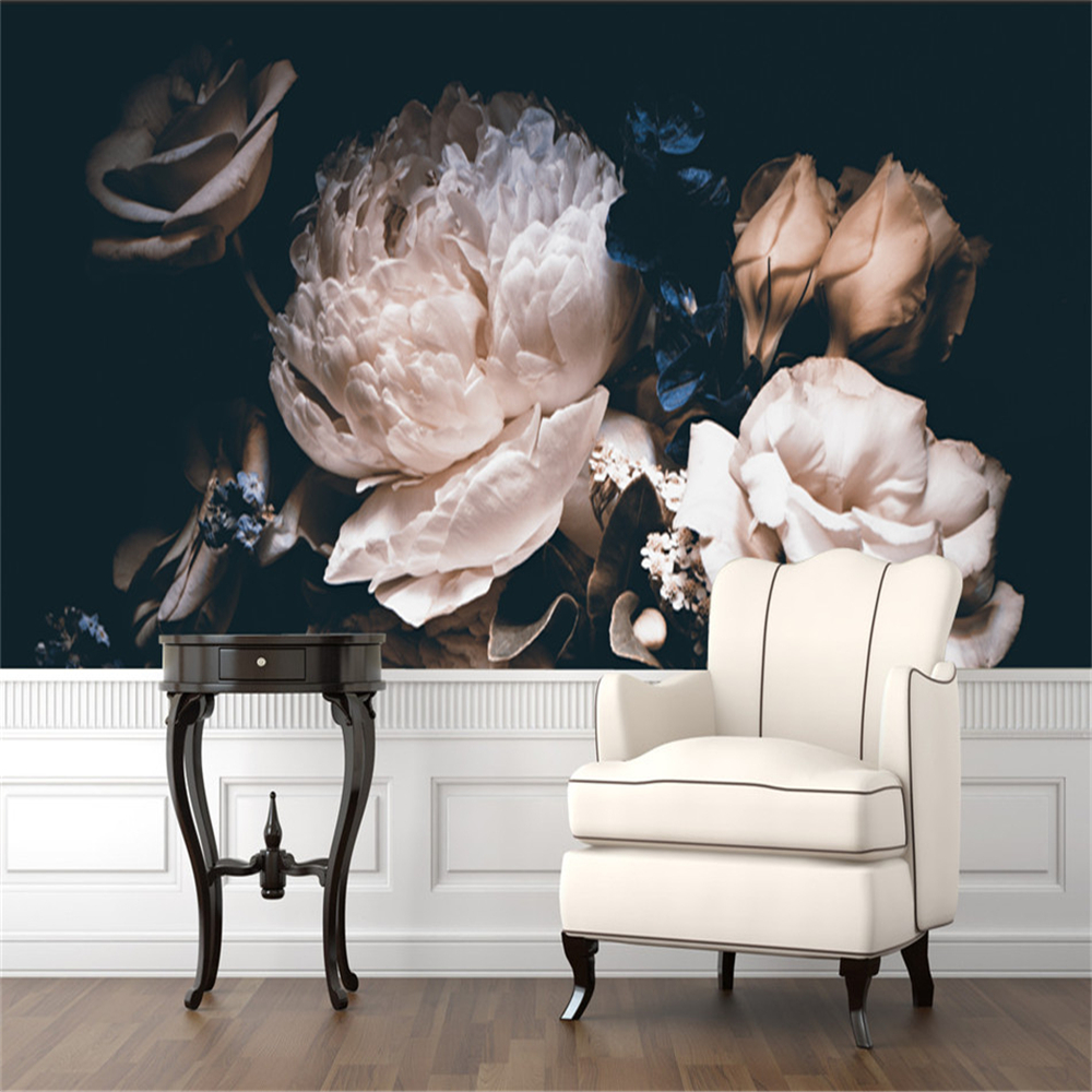 Custom 3D Photo Wallpaper Flowers Dark Background Mural for Living Room Bedroom Wall Papers Home Decor