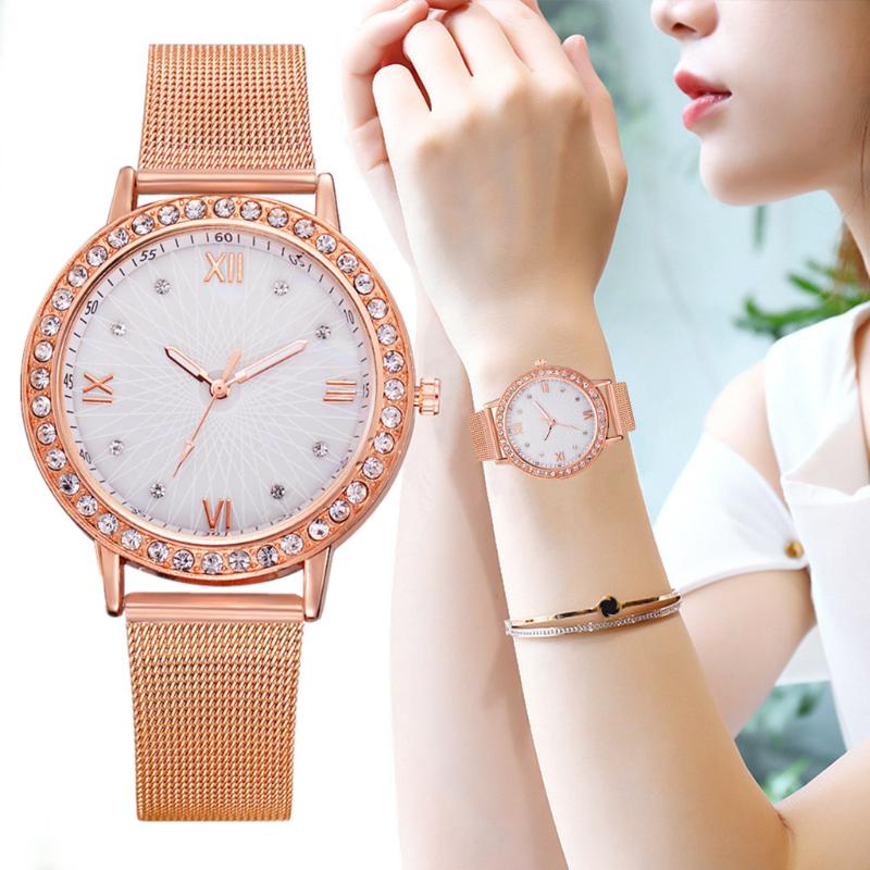 Wristwatches Watches For Women Fashion Quartz Watch Female Rome Rhinestone Luxury Gold Mesh Band Bracelet Relogio Masculino
Wristwatches Watches For Women Fashion Quartz Watch Female Rome Rhinestone Luxury Gold Mesh Band Bracelet Relogio Masculino