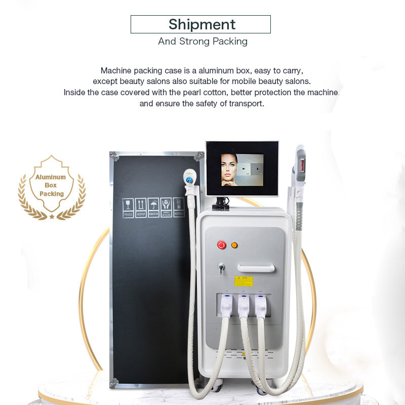Aesthetics nd yag laser skin rejuvenation opt ipl machine hair removal elight pigmentation treatment rf wrinkle lifting machines 3 handle
