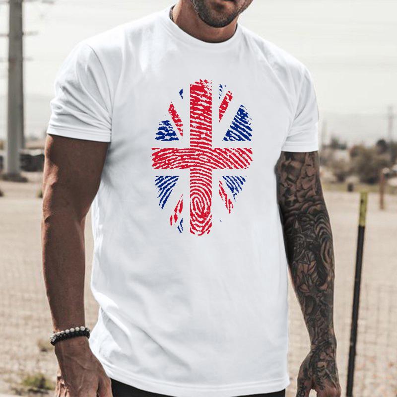 Men's T-Shirts Male Casual England Flag Fingerprint Print T Shirt Blouse Round Neck Short Sleeve Top CompressionMen's, White 
Men's T-Shirts Male Casual England Flag Fingerprint Print T Shirt Blouse Round Neck Short Sleeve Top CompressionMen's, White