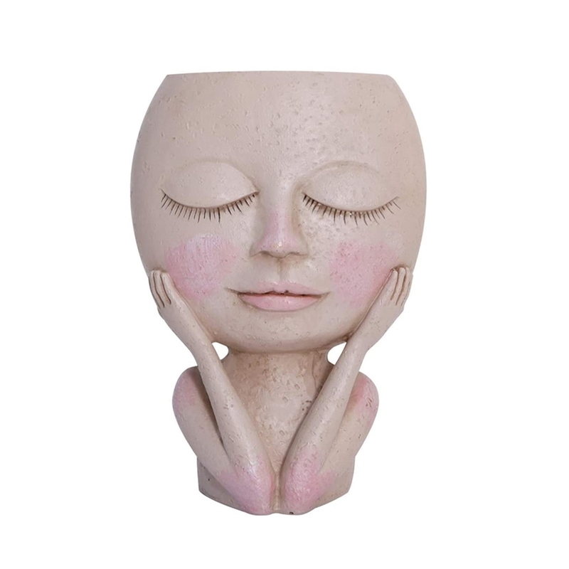 Girls Face Head Flower Planter Succulent Plant Container Pot pot Figure Garden Decor Nordic Tabletop Ornament H5 2205272977356