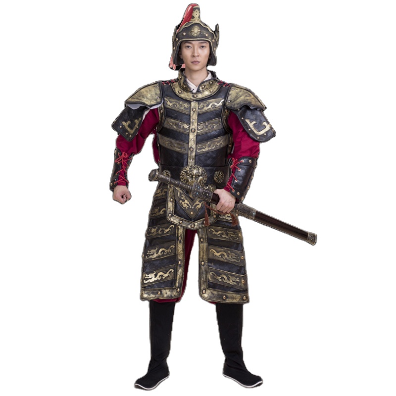

Ancient Ethnic Clothing China Army General Armour Stage Show Performance Movie TV Play Use Woman Outfit Hanfu Men's Costume Armor Corselet