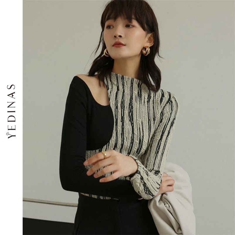 Yedinas Designer T Shirt For Women Sexy Hollow-out Ladies Patchwork Long Sleeve ee Femme op Underwear Chic 220321, Like picture 
Yedinas Designer T Shirt For Women Sexy Hollow-out Ladies Patchwork Long Sleeve ee Femme op Underwear Chic 220321, Like picture