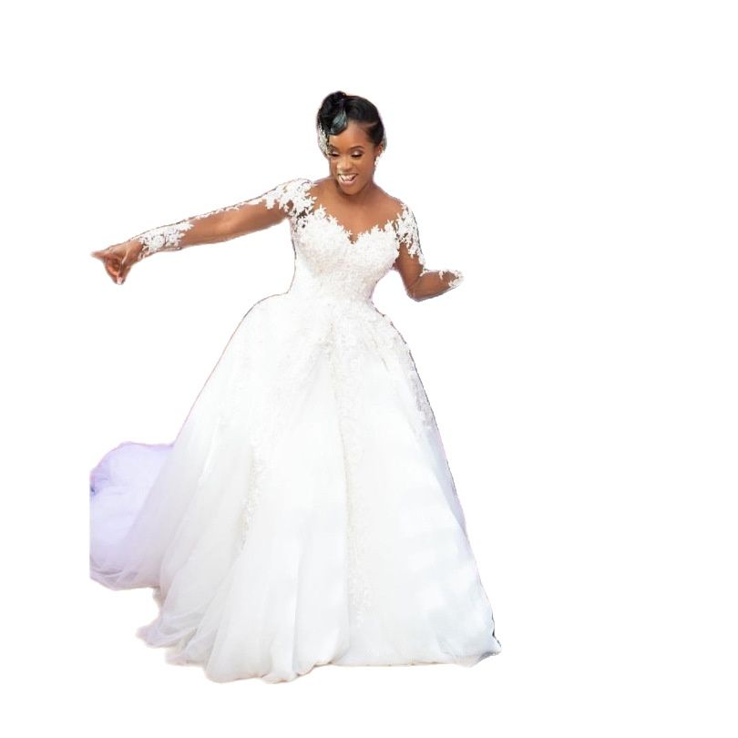 Bohemian Beach A Line Wedding Dress Lace Appliques V Neck Long Sleeve Bride Dresses Sexy Backless Bridal Gowns Formal 2022