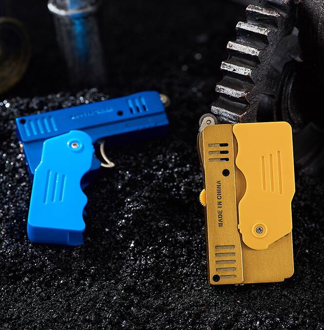 Creativity Double Fire Deformation Pistol Butane Torch Lighter Jet Windproof Cigarette Flint Grinding Wheel Lighters NO GAS 8 Colors W260202