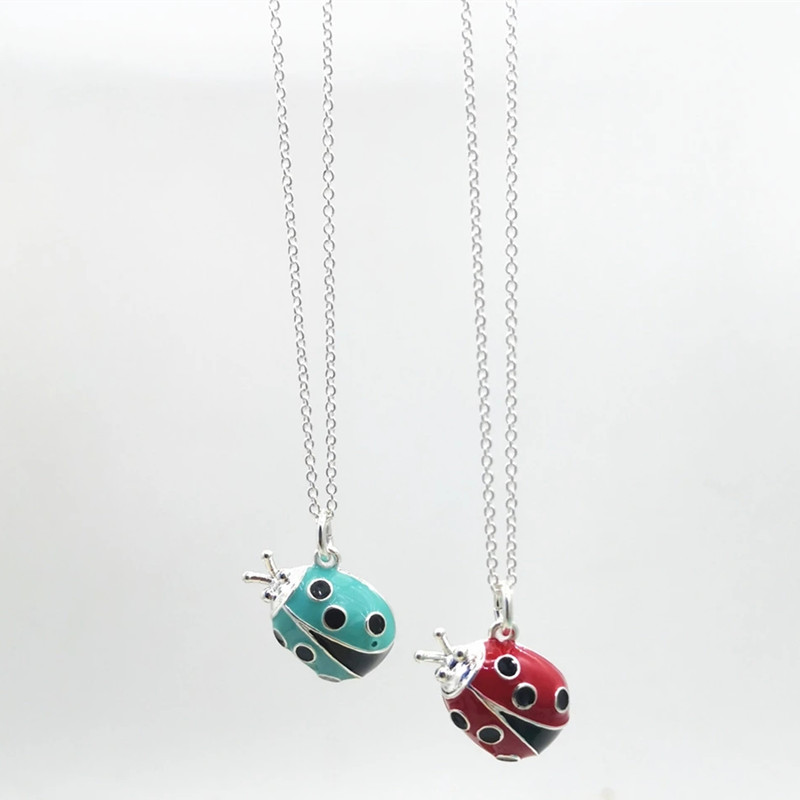 Sterling silver 925 classic fashion exclusive blue beetle pendant ladies necklace Necklaces jewelry