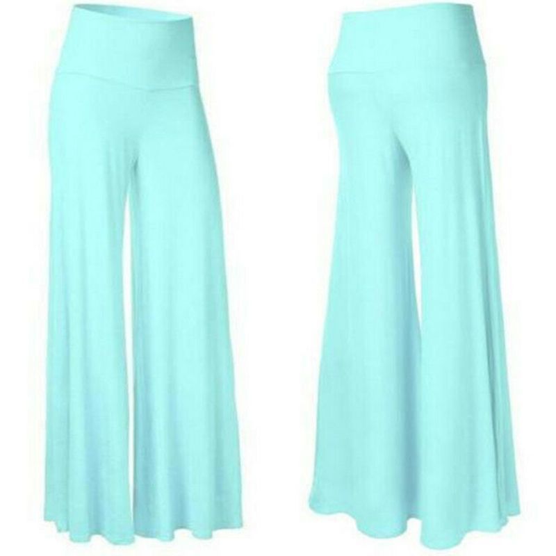 Womens Plus Size High Waist Wide Leg Maxi Long Pants Solid Color Office Lady Loose Stretch Pleated Palazzo Lounge Trousers S-3X 220325