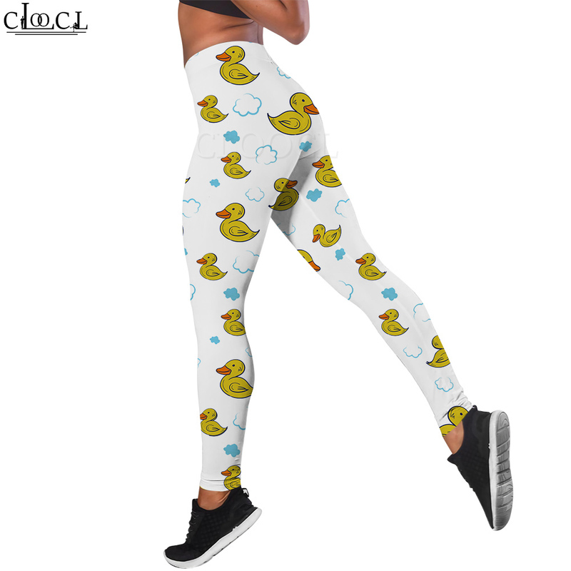 Women Leggings Cute Little Yellow Duck Pattern Printed High Waist Elasticity Legging Female for Indoor Push Up Leggins W220616