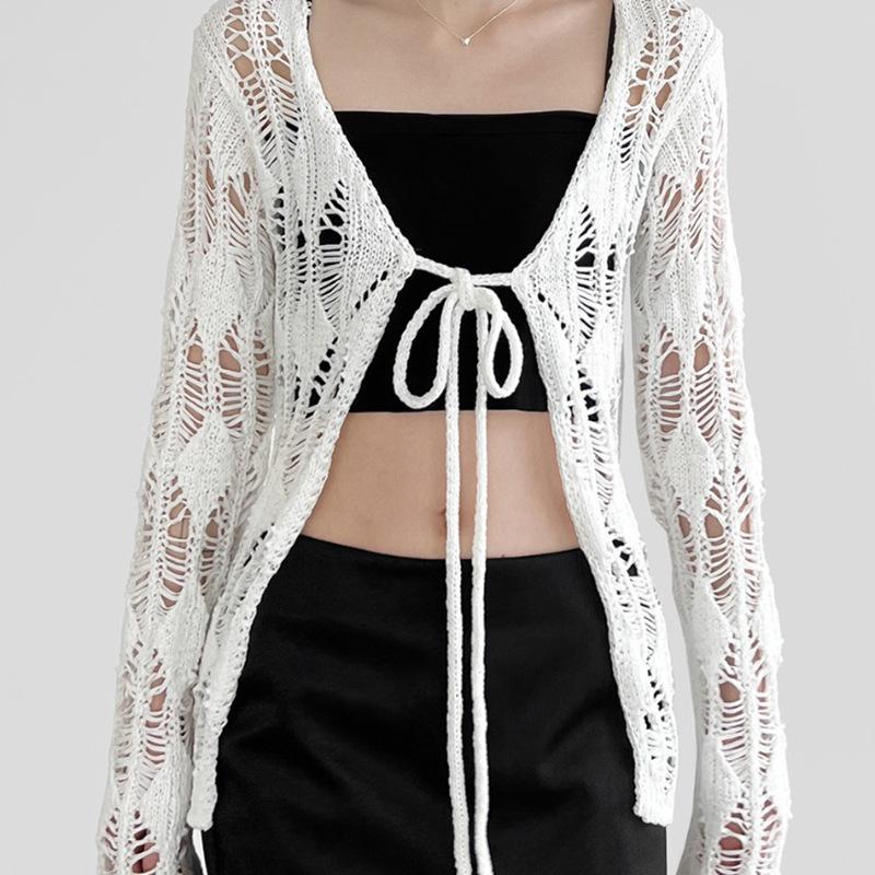 Women' Knits & Tees 2000s Retro Hollow Out Knitted Sweater Y2K Vintage Tie Up Cardigans Fairycore Grunge Smock Top Chic Women White Knitwea
Women' Knits & Tees 2000s Retro Hollow Out Knitted Sweater Y2K Vintage Tie Up Cardigans Fairycore Grunge Smock Top Chic Women White Knitwea