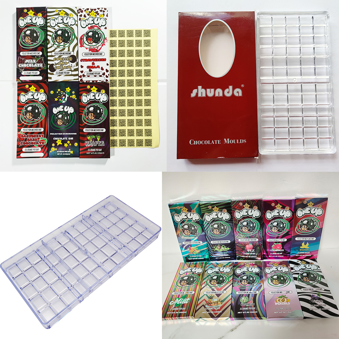 One Up Chocolate Mold Mould Compitable milk Chocolate Packing Boxes Mushroom Bars 3.5G 3.5 grams Oneup Packaging Pack Package Box with hard plastic chocolates moulds
One Up Chocolate Mold Mould Compitable milk Chocolate Packing Boxes Mushroom Bars 3.5G 3.5 grams Oneup Packaging Pack Package Box with hard plastic chocolates moulds