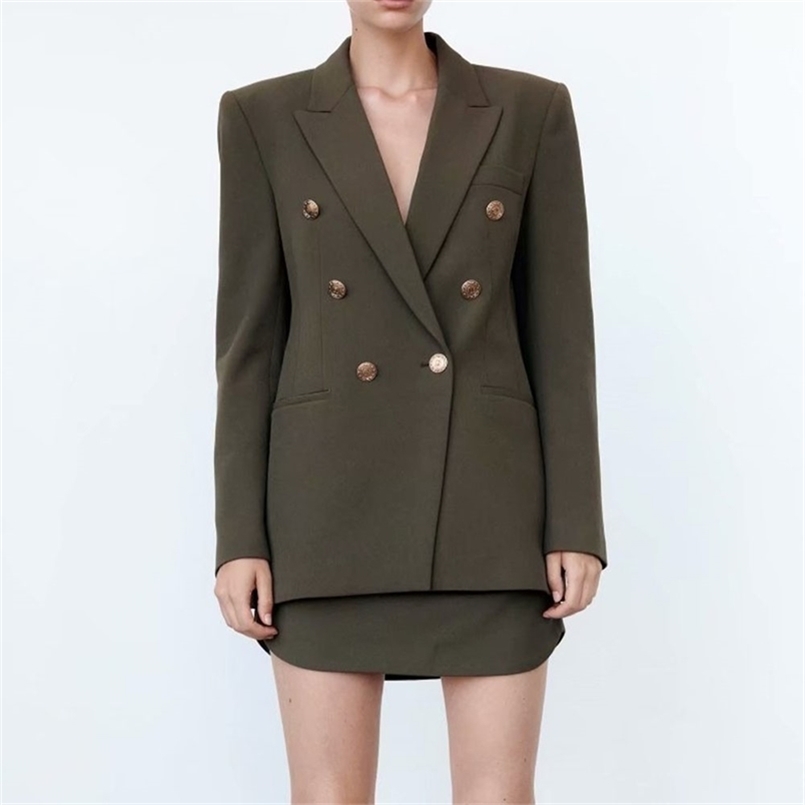 Women Autumn Fashion Double Breasted Slim Blazer Coat Vintage Long Sleeve Casual Female Outerwear Chic 220402, Army green
Women Autumn Fashion Double Breasted Slim Blazer Coat Vintage Long Sleeve Casual Female Outerwear Chic 220402, Army green