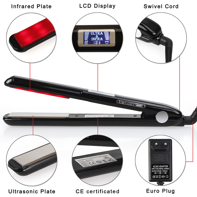 Hair Flat Irons Ultrasonic Infrared Cold Care Iron Keratin Treatment for Frizzy Recovers the Damaged Straightener 220602