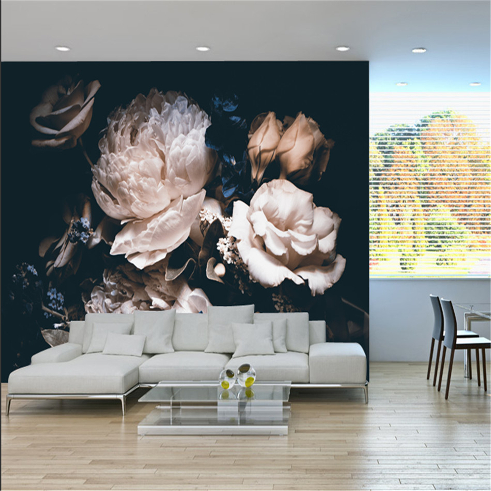 Custom 3D Photo Wallpaper Flowers Dark Background Mural for Living Room Bedroom Wall Papers Home Decor