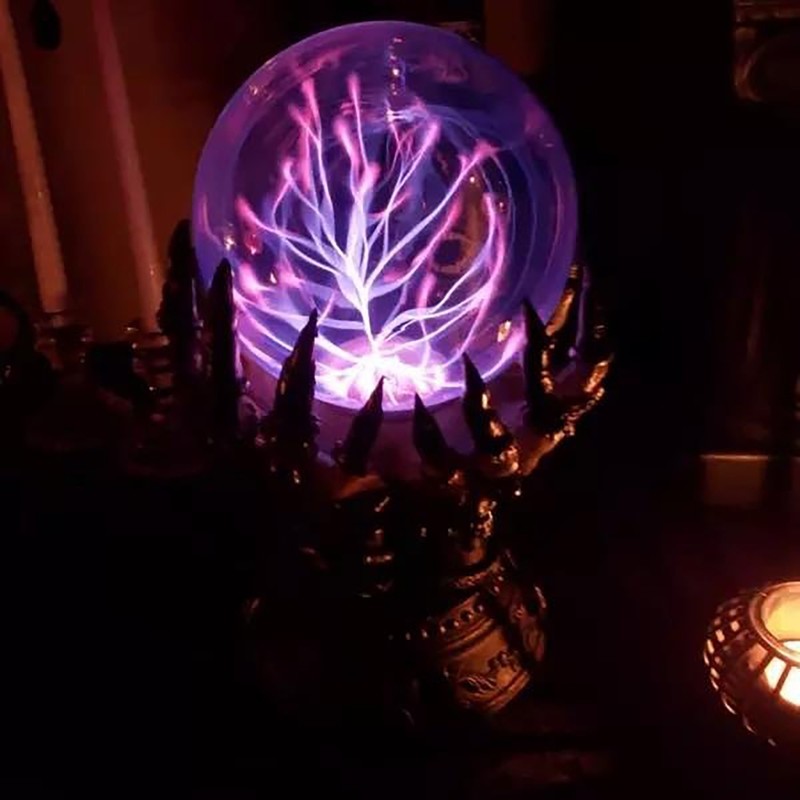 Creative Glowing Halloween Crystal Deluxe Magic Skull Finger Plasma Ball Spooky Home Decor 2206142468739