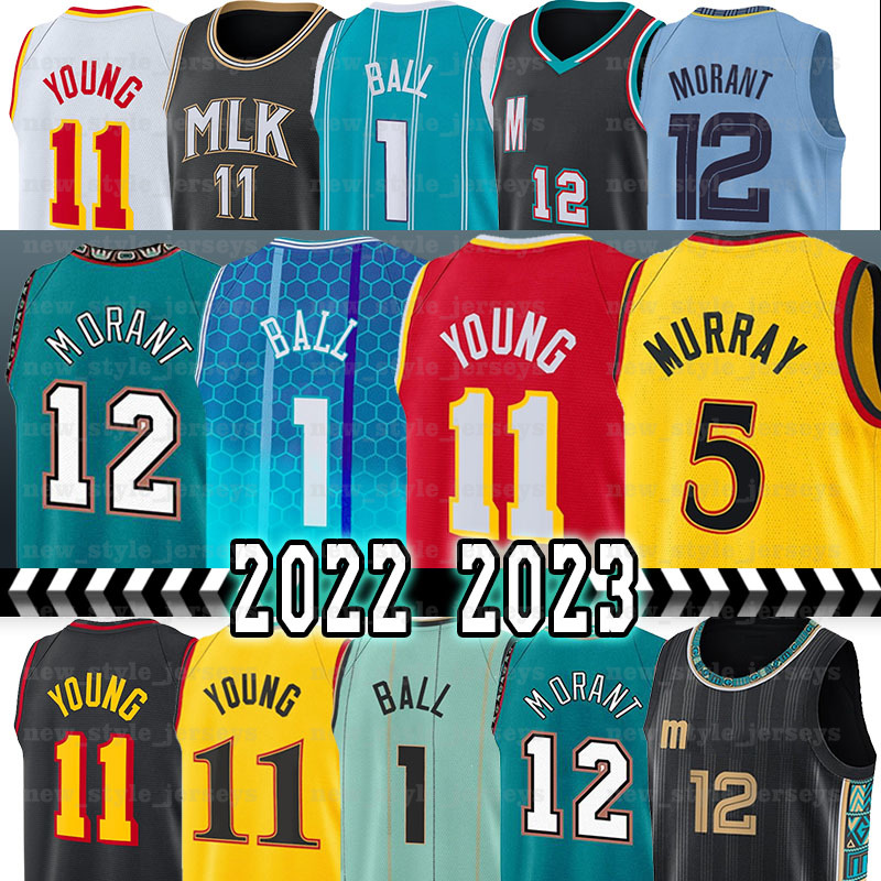 Trae Young 11 Basketball Jerseys Hawk Dejounte Murray Grizzlie Ja Morant 12 LaMelo Ball 1 shirt Jersey