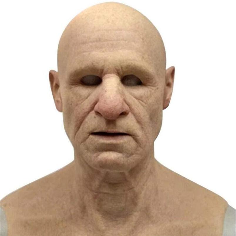 Old Man Mask Halloween Creepy Wrinkle Face Mask Halloween Costume Realistic Latex Masquerade Carnival Men Face245C