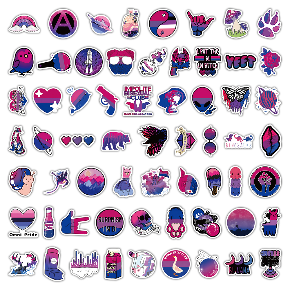 62Pcs bisexual Pride Stickers Graffiti Kids Toy Skateboard car Motorcycle Bicycle Sticker Decals Wholesale