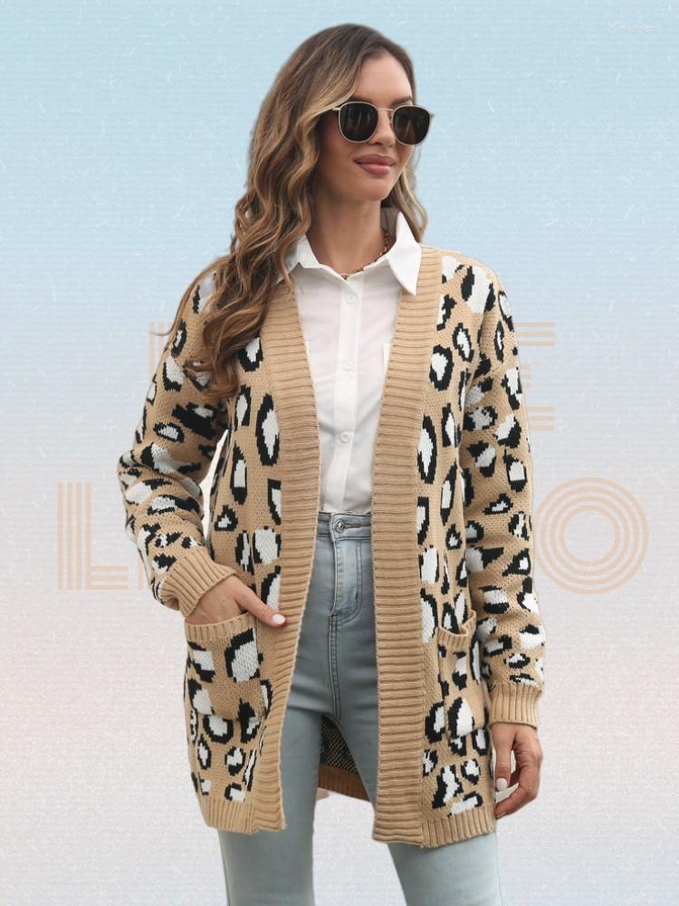 Women' Knits & Tees Open Front Patch Pocket Leopard Cardigan Women Autumn Dual Drop Shoulder Loose Long Khaki CoatWomen' Mari22
Women' Knits & Tees Open Front Patch Pocket Leopard Cardigan Women Autumn Dual Drop Shoulder Loose Long Khaki CoatWomen' Mari22