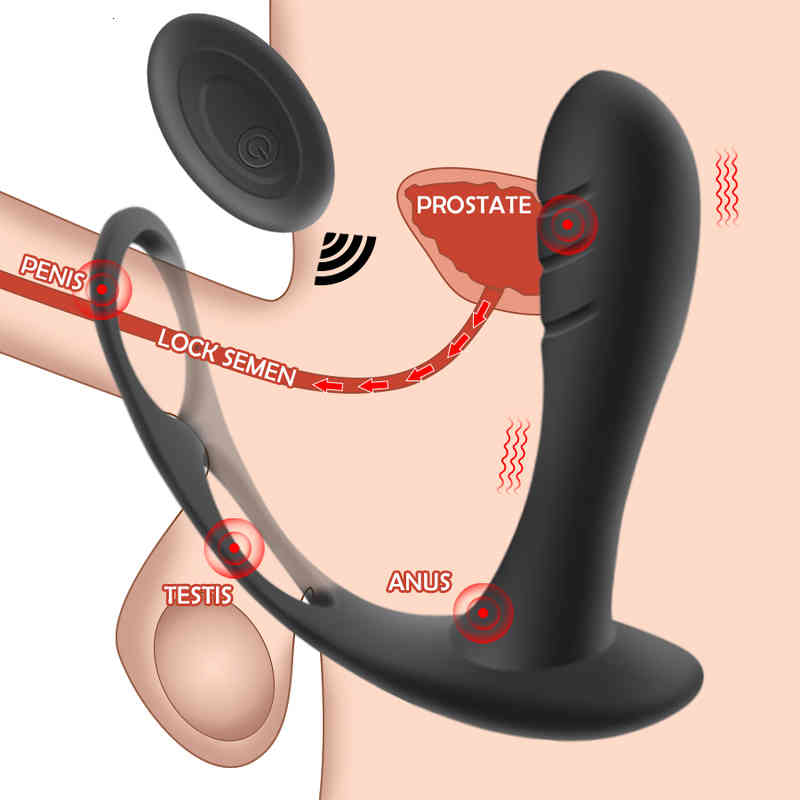Vibrator Sexy toys Massager Male Prostate Massage Anal Plug Wireless Control Wear Silicone Stimulate Delay Ejaculation Ring Toy for Men