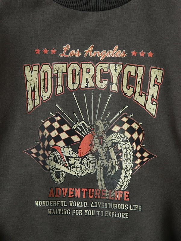 Toddler Boys Slogan & Motorcycle Print Pullover SHE
