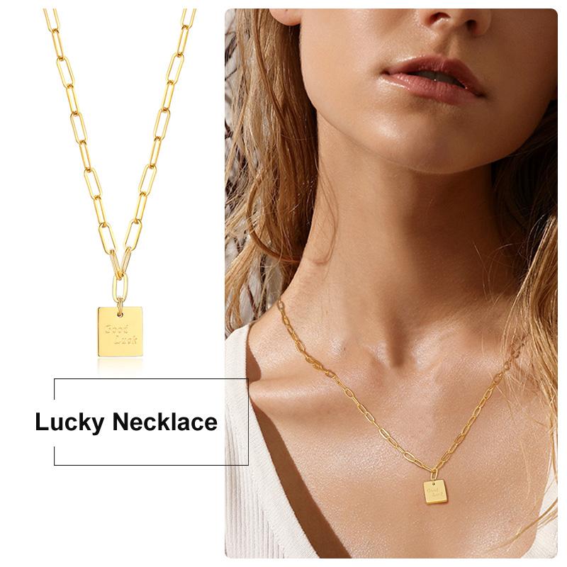 Pendant Necklaces 100% Stainless Steel Good Luck Necklace Square Medallion Paper Clip Link Chain Adjustable Wedding GiftsPendant
Pendant Necklaces 100% Stainless Steel Good Luck Necklace Square Medallion Paper Clip Link Chain Adjustable Wedding GiftsPendant