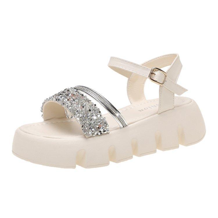 Summer New Platform Sandals Outdoor Height Fashion Leisure Diamond Sponge Cake Versatile Deodorant Personality Leisure Shopping Women's Shoes