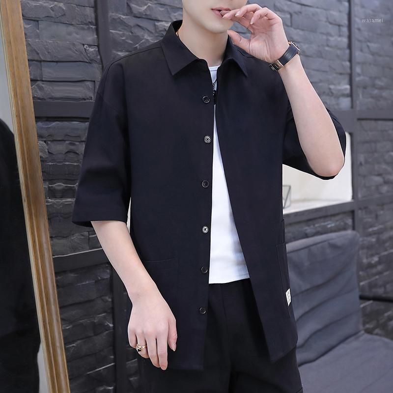 Hong Kong Wind Loose Tooling Cotton Five-sleeve Shirt Fashion Men's Solid Color Tide Brand Casual Shirts, Black
Hong Kong Wind Loose Tooling Cotton Five-sleeve Shirt Fashion Men's Solid Color Tide Brand Casual Shirts, Black