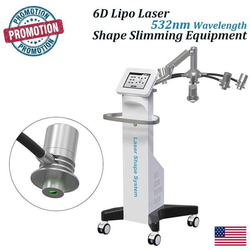 6D Lipolaser Shape Body Slimming Machine 532nm Green Wavelength Laser Power Slimming Beauty Equipment For Body Treatment