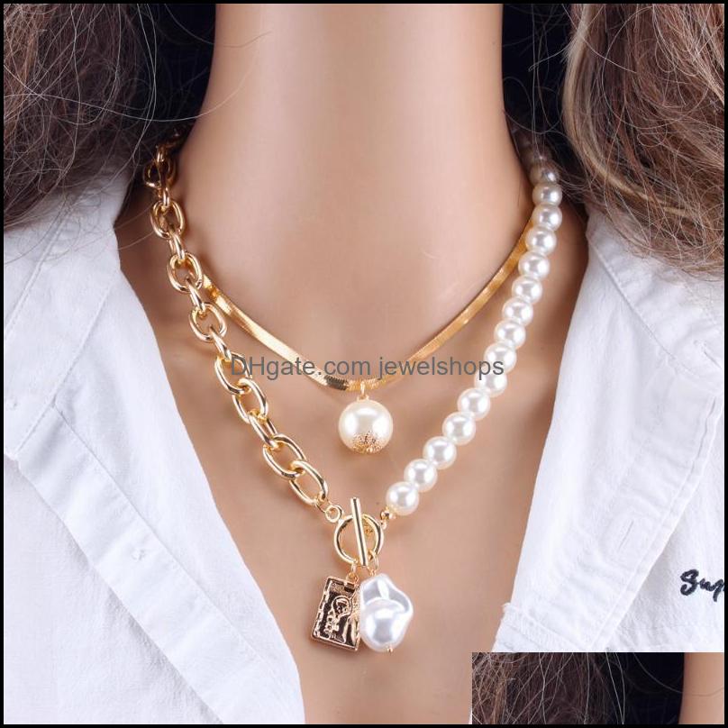 Pendant Necklaces Kmvexo Fashion 2 Layers Pearls Geometric Pendants For Women Gold Metal Snake Chain Necklace New Jewelshops Dh0Ok 
Pendant Necklaces Kmvexo Fashion 2 Layers Pearls Geometric Pendants For Women Gold Metal Snake Chain Necklace New Jewelshops Dh0Ok