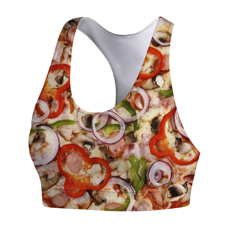 Women Sports Vest Gourmet Pizza 3D Print Sports Bra Tank Tops Yoga Running Women Fitness Bras Tank Top Women W220617