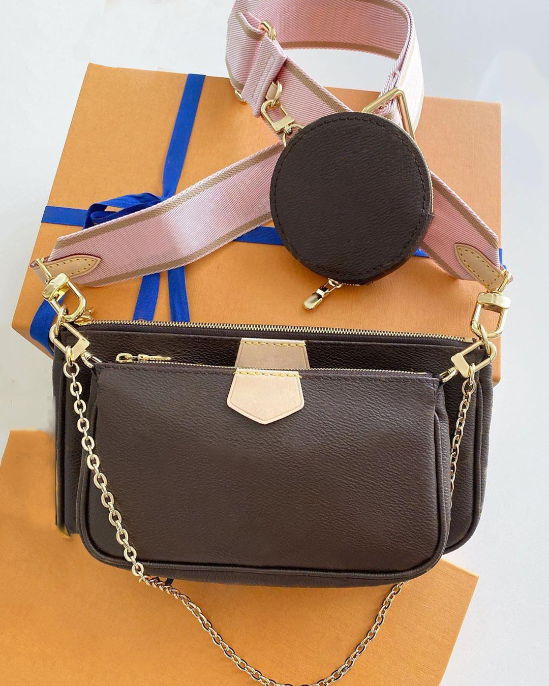 3 pcs purse set favorite multi pochette accessories fashion handbag genuine leather shoulder crossbody bag purses wallet, Brown
3 pcs purse set favorite multi pochette accessories fashion handbag genuine leather shoulder crossbody bag purses wallet, Brown