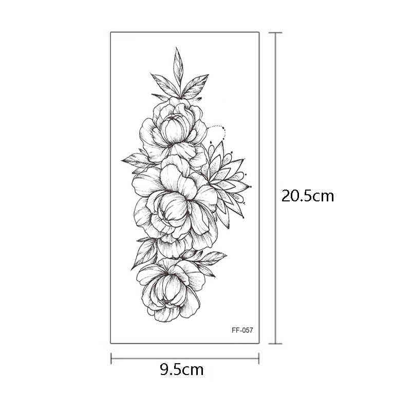 NXY Temporary Tattoo Sticker Women Flower Rose Peony Black Tatouage Temporaire Femme Sleeve Waterproof Sexy Body Art Fashion 0330