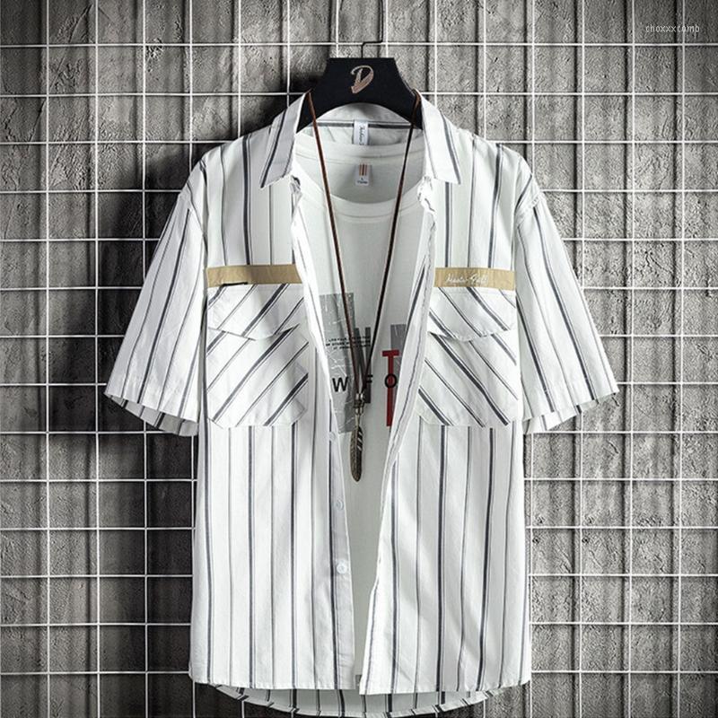 Men's Casual Shirts Mens Summer Short Sleeve Harajuku Striped Print Letters Embroidery Blouse Flap Chest Pocket Patchwork Loose Beach
Men's Casual Shirts Mens Summer Short Sleeve Harajuku Striped Print Letters Embroidery Blouse Flap Chest Pocket Patchwork Loose Beach