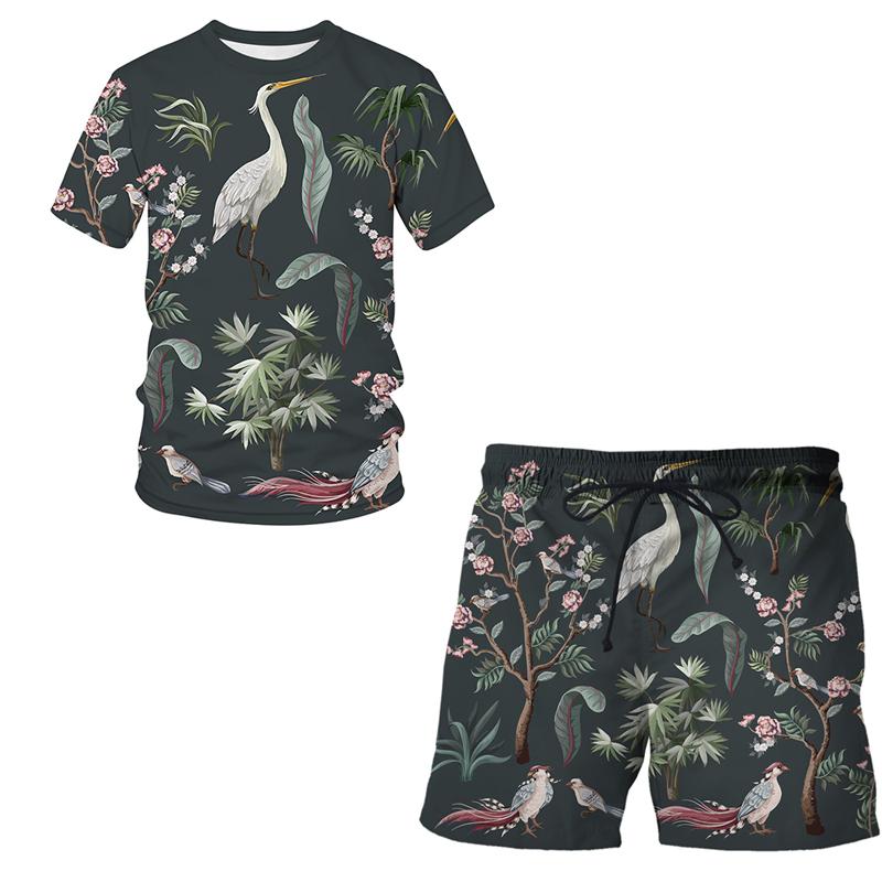 Men's Tracksuits Flower, Bird And Plant Illustration Summer 3D Printing Casual Suit Short-sleeved T-shirt + Sports Shorts 2-piece Set, Gray
Men's Tracksuits Flower, Bird And Plant Illustration Summer 3D Printing Casual Suit Short-sleeved T-shirt + Sports Shorts 2-piece Set, Gray