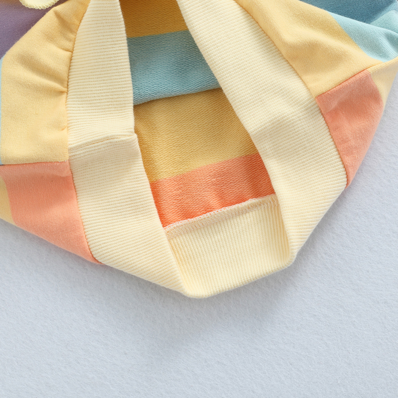 Hoodies & Sweatshirts Kids Sweater Rainbow Stripe Round Neck Long Sleeve Ruffle 220823