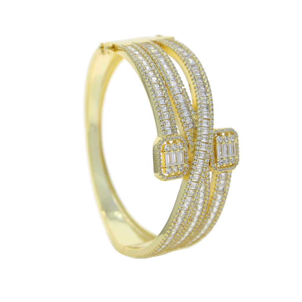 Iced Out Sparking Baguette CZ Cubic Zirconia Bracelet Gold Sier Color Fashion Multi Layered Band Bracelets Bangles Jewelry