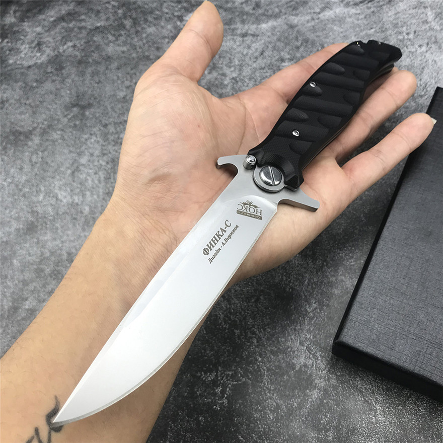 

Russian HKA-C Tactical Folding Knife D2 steel blade G10 handle NOKS integration outdoor survival camping self-defense tools EDC Pocket Knives