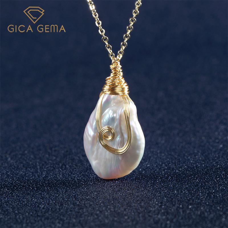 Chains GICA GEMA 100% 925 Sterling Silver Gold-plated Baroque Freshwater Pearl Necklace For Woman Fine Jewelry Wholesale
Chains GICA GEMA 100% 925 Sterling Silver Gold-plated Baroque Freshwater Pearl Necklace For Woman Fine Jewelry Wholesale