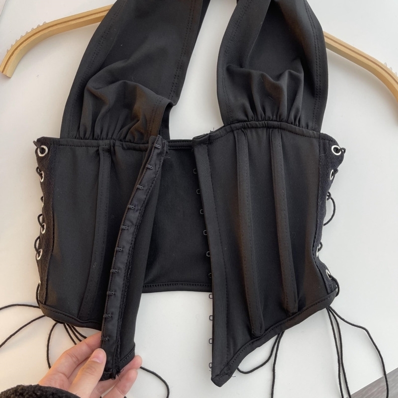 DEAT Women Strap Halter Backless Fish Bone Camis Arrivals Sexy Fashion Temperament Spring Summer 11D7470 220325