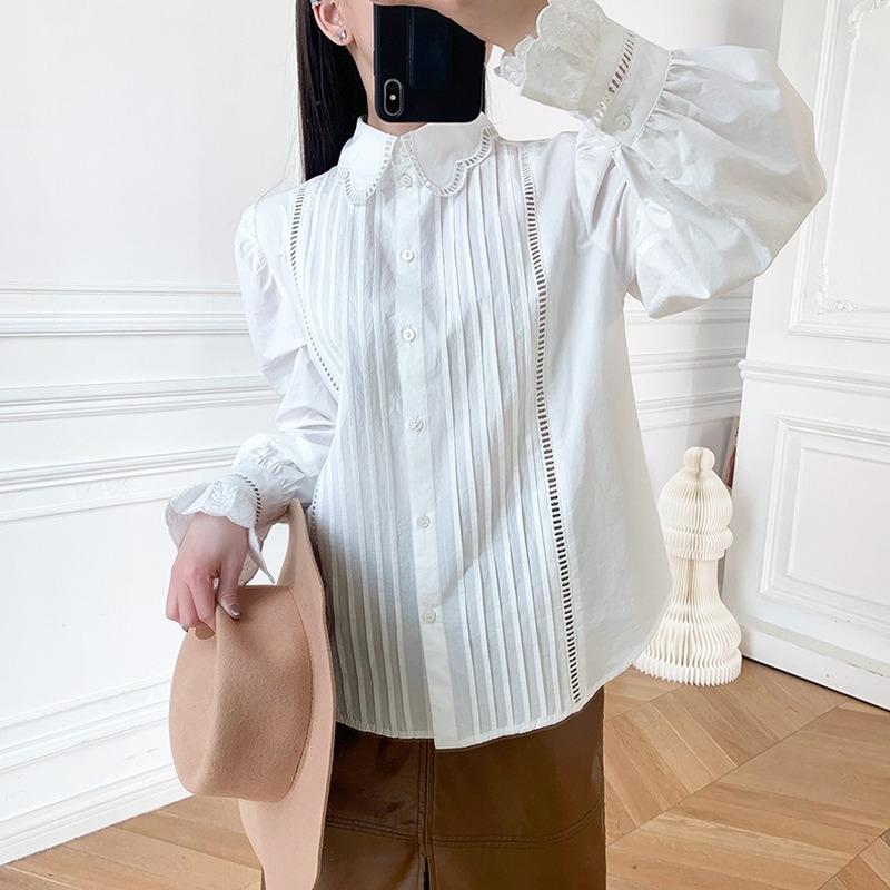 Women' Blouses & Shirts Office Lady Elegant Solid Simple Blouse Hollow Out Pleated Design Button Up Label 2022 Spring Casual Long Sleeve Bl, White
Women' Blouses & Shirts Office Lady Elegant Solid Simple Blouse Hollow Out Pleated Design Button Up Label 2022 Spring Casual Long Sleeve Bl, White