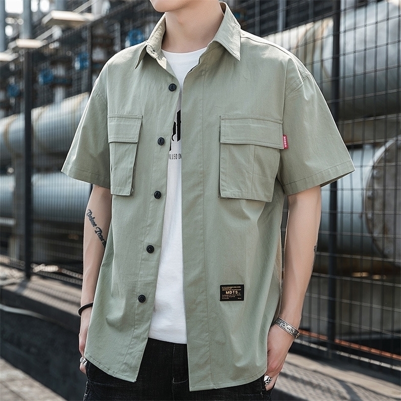 Vintage Men Shirt Safari Style Casual Shirts Short Sleeve Cotton Thin Spring New Arrive