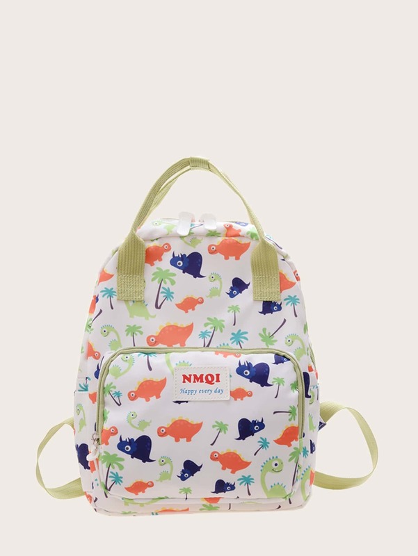Kids Letter Patch Cartoon Graphic Backpack SHE