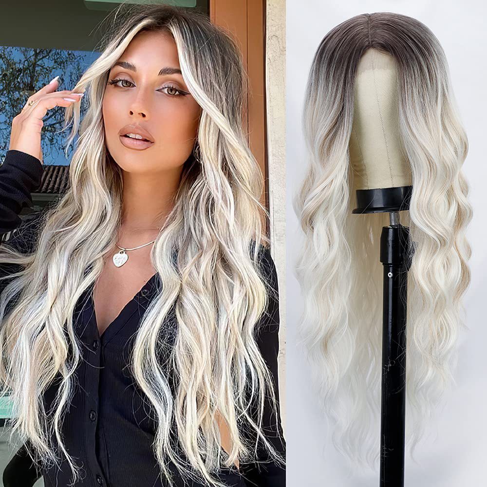 Wig Long Wave Lace Front Synthetic Large Wavey Hair wig for Womens