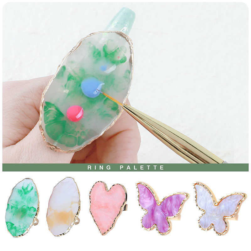 Ring Resin Nail Art Palette Finger Ring Plate Painting Palette Pigment Holder UV Gel Polish Display Rack False Nails Manicure Tool